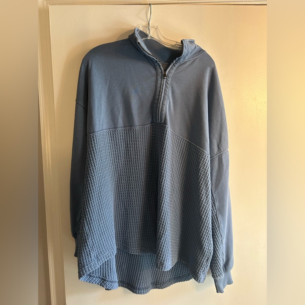 Aerie Oversized WAffle light sweatshirt half zip